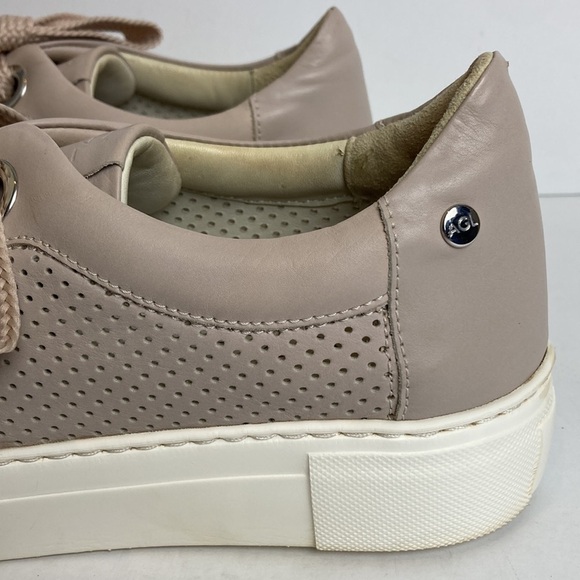AGL Attilio Giusti Leombruni Perforated Platform Talc Leather Sneaker Size 39 9 - Picture 3 of 16